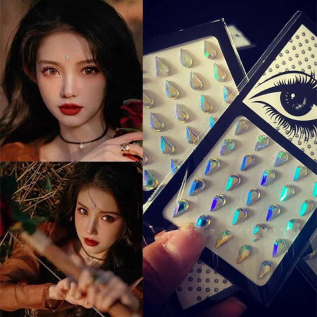 Sparkling Rhinestone Facial Art Stickers - Festigal