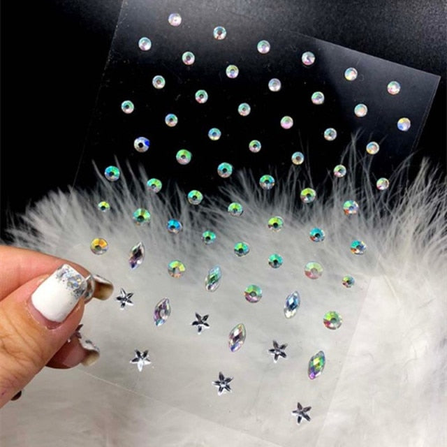 Sparkling Rhinestone Facial Art Stickers - Festigal