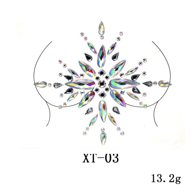 Sparkling Rhinestone Facial Art Stickers - Festigal