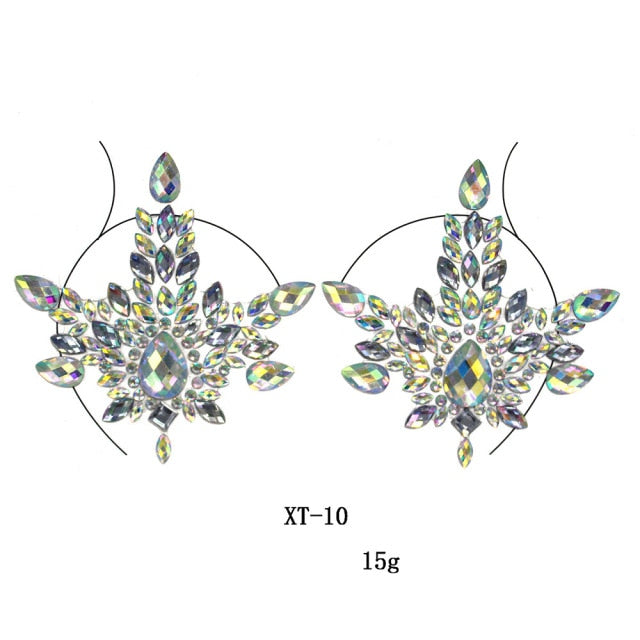 Sparkling Rhinestone Facial Art Stickers - Festigal