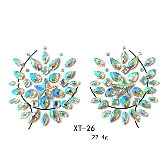 Sparkling Rhinestone Facial Art Stickers - Festigal