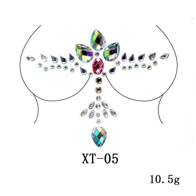 Sparkling Rhinestone Facial Art Stickers - Festigal