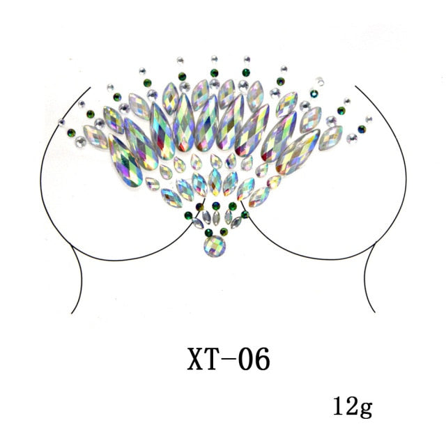 Sparkling Rhinestone Facial Art Stickers - Festigal