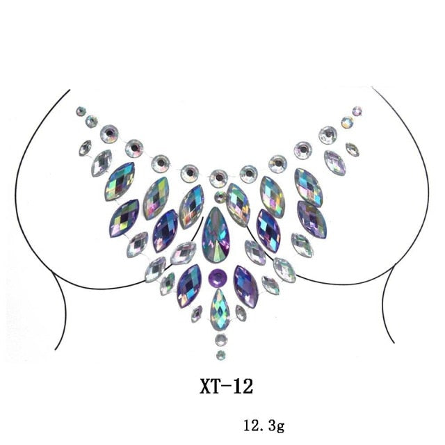 Sparkling Rhinestone Facial Art Stickers - Festigal