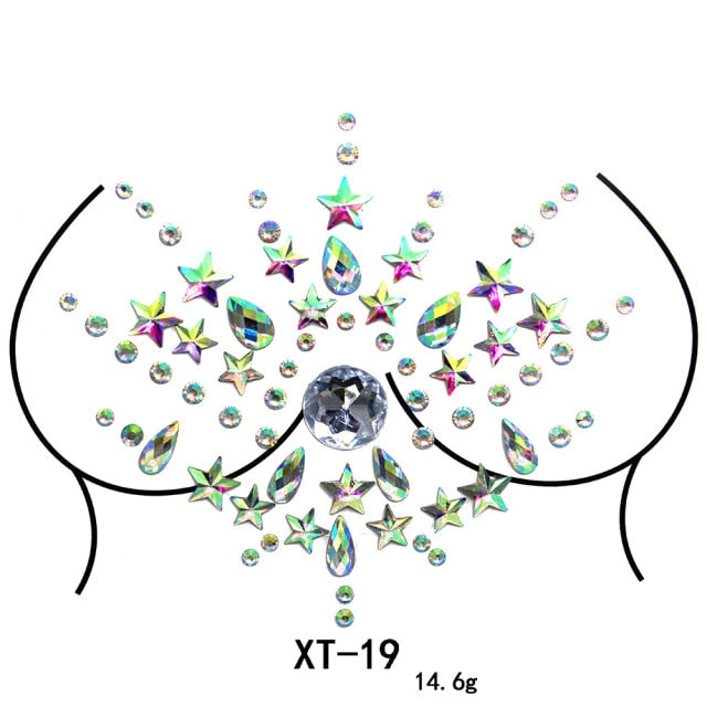 Sparkling Rhinestone Facial Art Stickers - Festigal