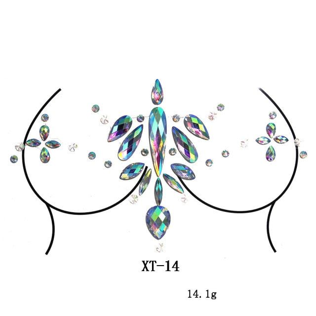 Sparkling Rhinestone Facial Art Stickers - Festigal