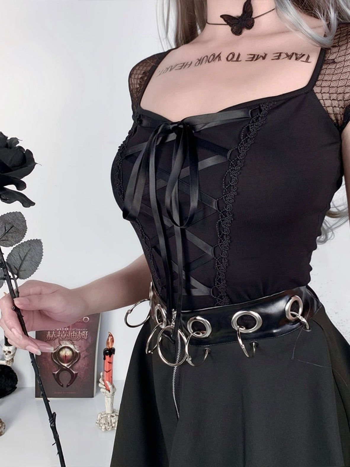 Gothic Corset Style Lace Up Top - Festigal