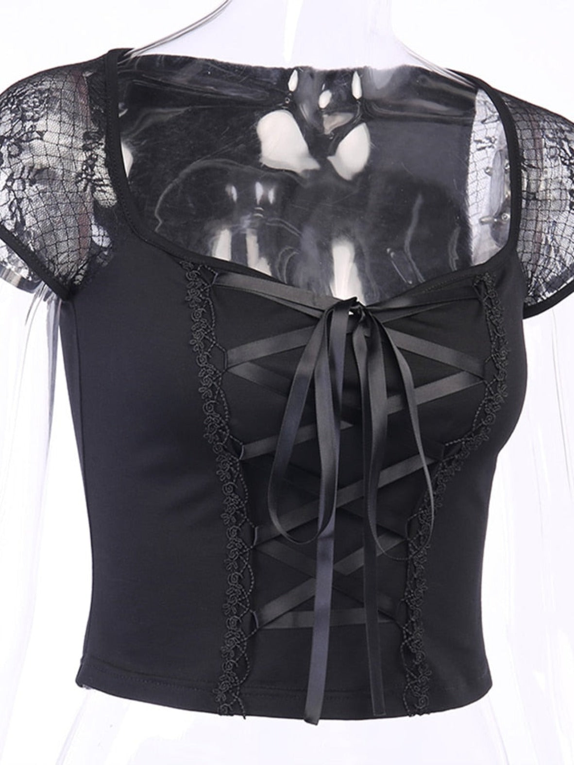 Gothic Corset Style Lace Up Top - Festigal