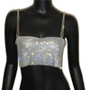 Shiny Crystal Metal Chain Crop Top - Festigal