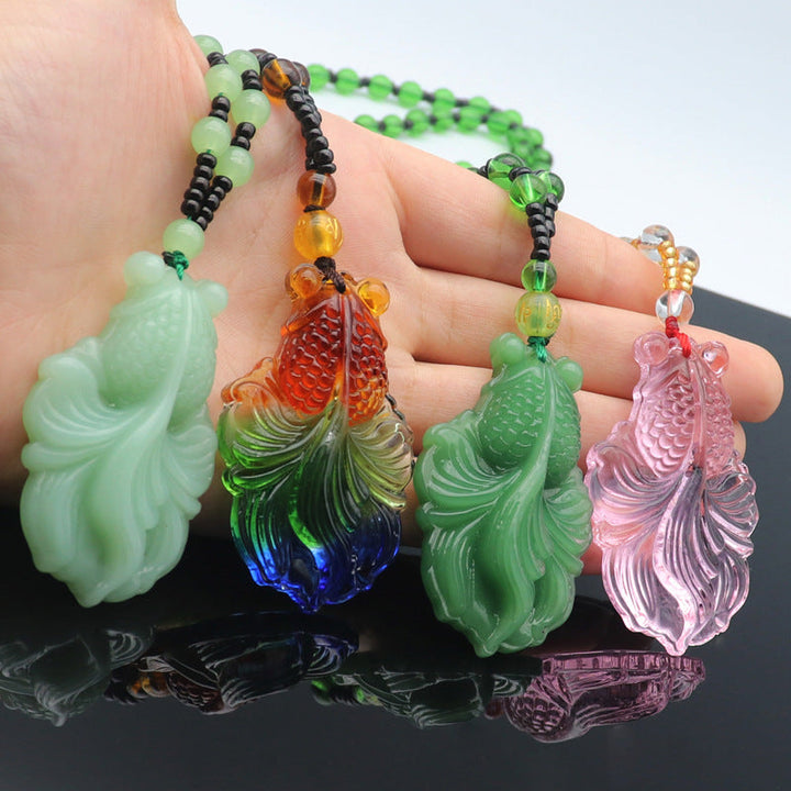Fluorite Stone Fish Necklace - Festigal