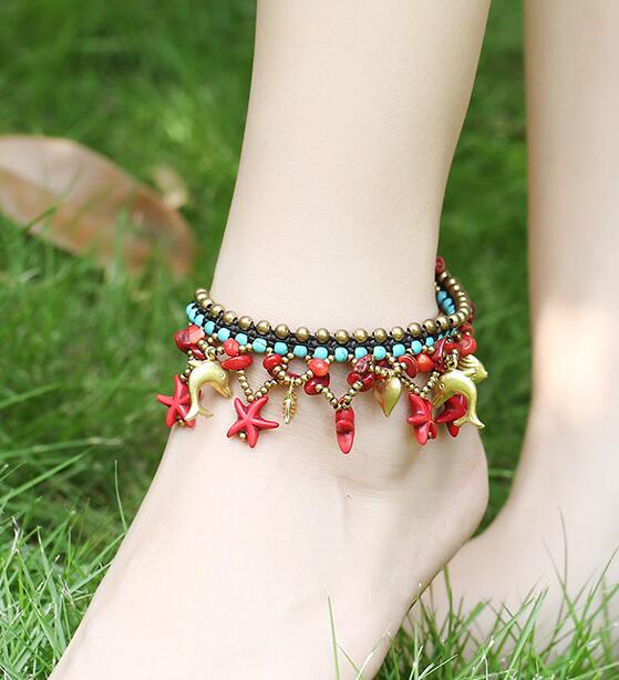 Starfish and Dolphin Anklet